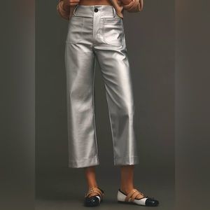 NWT Anthropologie by Maeve - Colette Cropped Wide Faux Leather Pants (size 29)